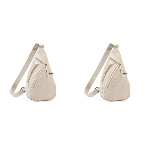 PALAY® Chest Bag for Women Men Fashion Nylon Lightweight Shoulder Front Back Sling Zipper Pouch Day with Handle Casual Beige Hiking Work 2PCS PALAY® Chest Bag for Women Men Fashion Nylon Lightweight Shoulder Front Back Sling Zipper Pouch Day with Handle Casual Beige Hiking Work 2PCS